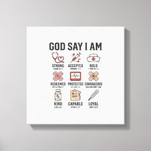 God Zegt Ik Ben Verpleegster Geloof Vintage Gravee Canvas Afdruk