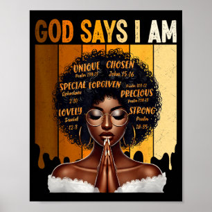 God Zegt Ik Ben Zwarte Geschiedenis Melanine Afrik Poster