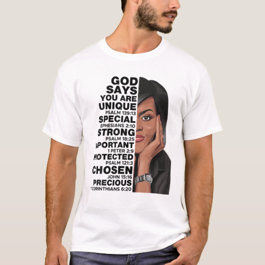 God zegt Michelle Obama Vrouwen Geschiedenis Maand T-shirt (Voorkant)