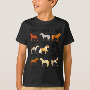 God zegt paarden christelijke vrouwen meisjes kind t-shirt