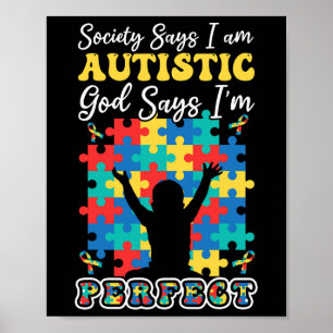 God Zegt Perfect Kleurrijke Puzzel Kind Autisme Be Poster