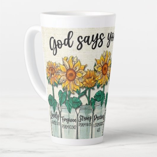 God zegt van wel latte mok (Linkerhoek)