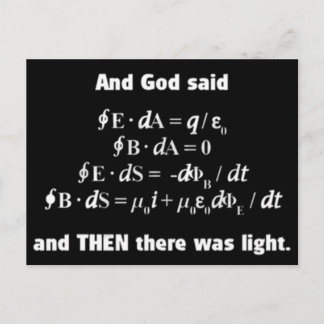 God zei dat er licht religieus satire moet zijn briefkaart
