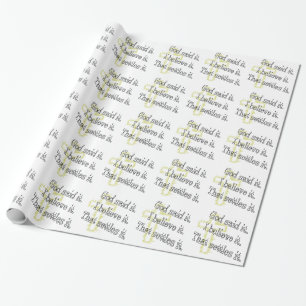 God zei het in bruine letters cadeaupapier
