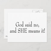 God zei nee en ze bedoelt het briefkaart (Voorkant / Achterkant)