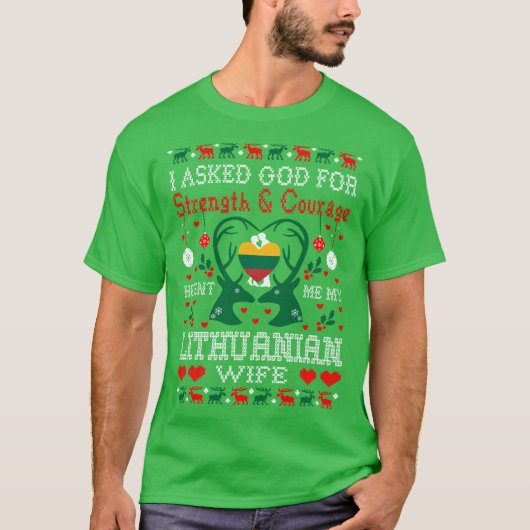 God zend Litouwse vrouw Kerstmis Ugly Sweater T-shirt (Voorkant)