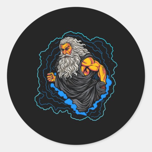 God Zeus Vader van Ares en Athena Ronde Sticker (Voorkant)