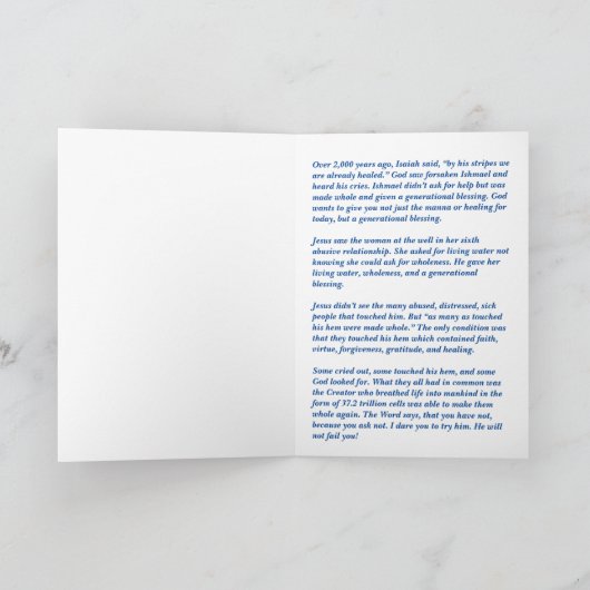 God ziet en hoort kreten voor kankergenezende Kaar Kaart (Binnen)