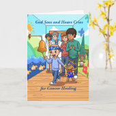 God ziet en hoort kreten voor kankergenezende Kaar Kaart (Gele Bloem)