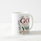 God Ziet Je Doop Geschenk Koffiemok (Voorkant rechts)