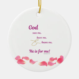 God Ziet Me, Hoort Me, en Kent Me - Rond, Keramisch Ornament
