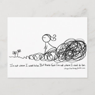 God zij dank ben ik niet waar ik was. briefkaart