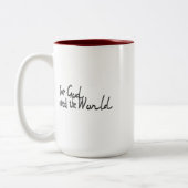 God zij dank de wereld tweekleurige koffiemok (Links)