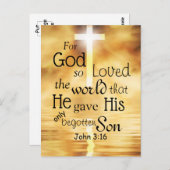 God zij dank hield de wereld van John 3:16 Bijbelv Briefkaart (Voorkant / Achterkant)