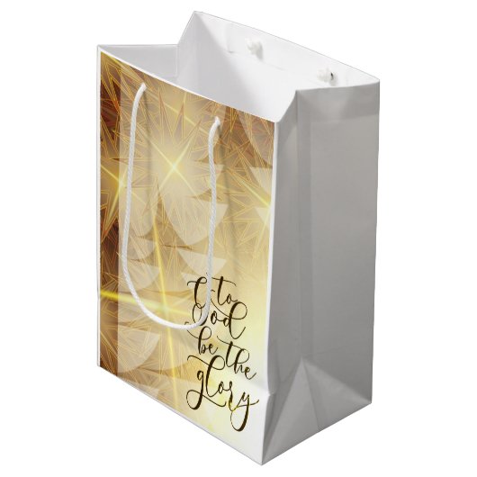 God zij de Glory kerstbomen Stars Medium Cadeauzakje (Voorkant Gekanteld)
