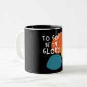 God zij de heerlijkheid - verheffende Christelijke Tweekleurige Koffiemok (Voorkant links)