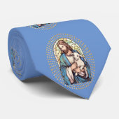 God & zijn lamsstropdas in blauw stropdas (Opgerold)