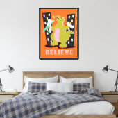 God-zilla Monster retro mod pop kunst Canvas Afdruk (Insitu (Slaapkamer))