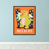 God-zilla Monster retro mod pop kunst Canvas Afdruk (Insitu (Houten vloer))