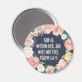 God zit in haar bloemen Christelijk Magneet (Voorkant / Achterkant)