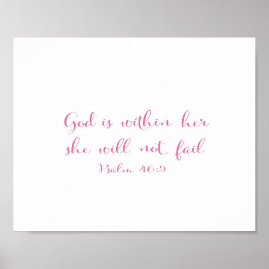 God zit in haar dat ze niet zal falen - roze poster (Voorkant)