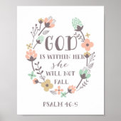 God zit in haar, ze zal niet herfsten. Psalm 46:5 Poster (Voorkant)