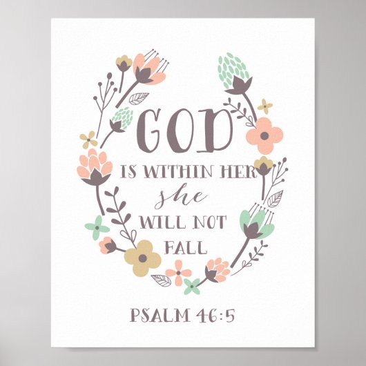 God zit in haar, ze zal niet herfsten. Psalm 46:5 Poster (Voorkant)
