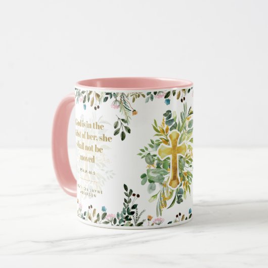 God zit midden in haar PSALM 46:5 Mok (Voorkant links)