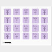 God Zo Loved de Wereld Lavendel Hart Kruis Vierkante Sticker (Vel)