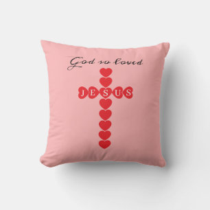 God Zo Loved de Wereld Rode Hartkruis Roze Kussen