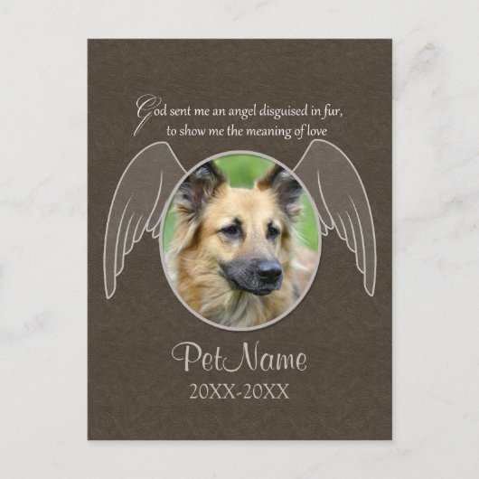 God zond een engel Pet Sympathie Aangepast Briefkaart (Voorkant)