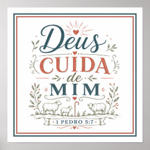 God Zorgt Voor Mij Christelijke Spirituele Zin Poster