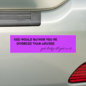 God zou liever gescheiden zijn dan misbruikt, bijv bumpersticker (Op auto)