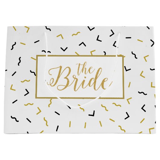 God & zwarte kronkelige Ines en hoekpatroon Groot Cadeauzakje (Voorkant)