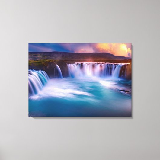 Godafoss, IJslandse waterval Canvas Afdruk (Voorkant)
