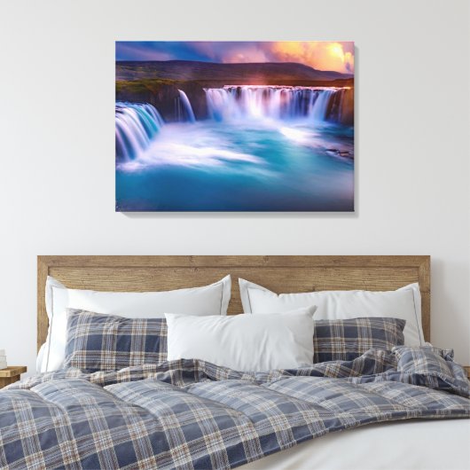 Godafoss, IJslandse waterval Canvas Afdruk (Insitu (Slaapkamer))