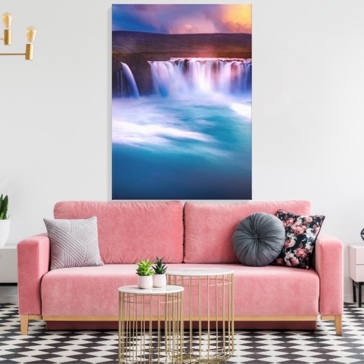 Godafoss, IJslandse waterval Canvas Afdruk (Insitu (Woonkamer))