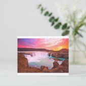 Godafoss, Noord-IJsland, 3 kunst Briefkaart (Staand voorkant)