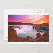 Godafoss, Noord-IJsland, 3 kunst Briefkaart (Voorkant / Achterkant)