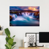 Godafoss Waterfall, Iceland Beautiful Landscape Poster (Thuiskantoor)