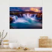 Godafoss Waterfall, Iceland Beautiful Landscape Poster (Keuken)