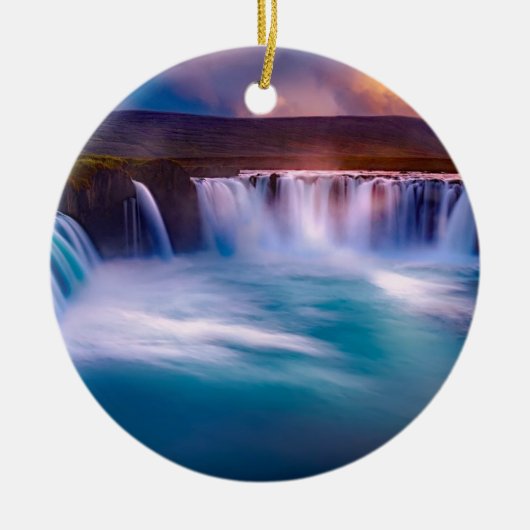 Godafoss Waterfall, IJsland prachtig landschap Keramisch Ornament (Voorkant)