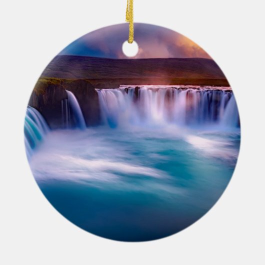 Godafoss Waterfall, IJsland prachtig landschap Keramisch Ornament (Achterkant)