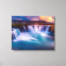 Godafoss Waterfall IJsland Stretched Canvas Print