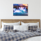 Godafoss Waterfall IJsland Stretched Canvas Print (Insitu (Slaapkamer))