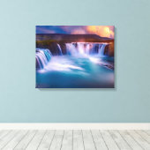 Godafoss Waterfall IJsland Stretched Canvas Print (Insitu (Houten vloer))