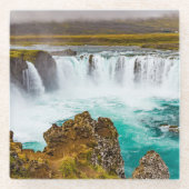 Godafoss waterval, IJsland Glazen Onderzetter (Voorkant)