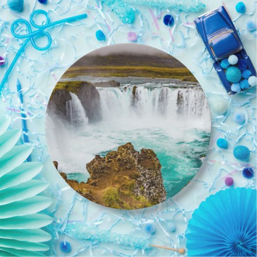 Godafoss waterval, IJsland Papieren Bordje (Feest)