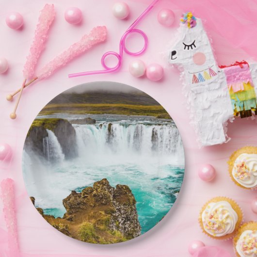 Godafoss waterval, IJsland Papieren Bordje (Feest)