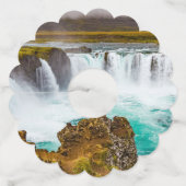 Godafoss waterval, IJsland Wijnglaslabel (Voorkant)